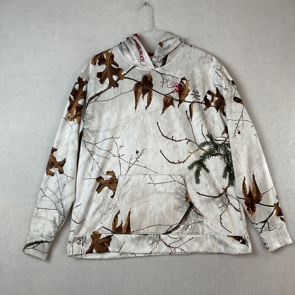Ten Buck Womens XL Realtree Xtra Camo Hoodie White Pink Performance Fleece